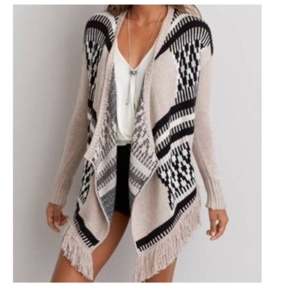 American Eagle Outfitters Sweaters - American Eagle Fringed Open Front Cardigan